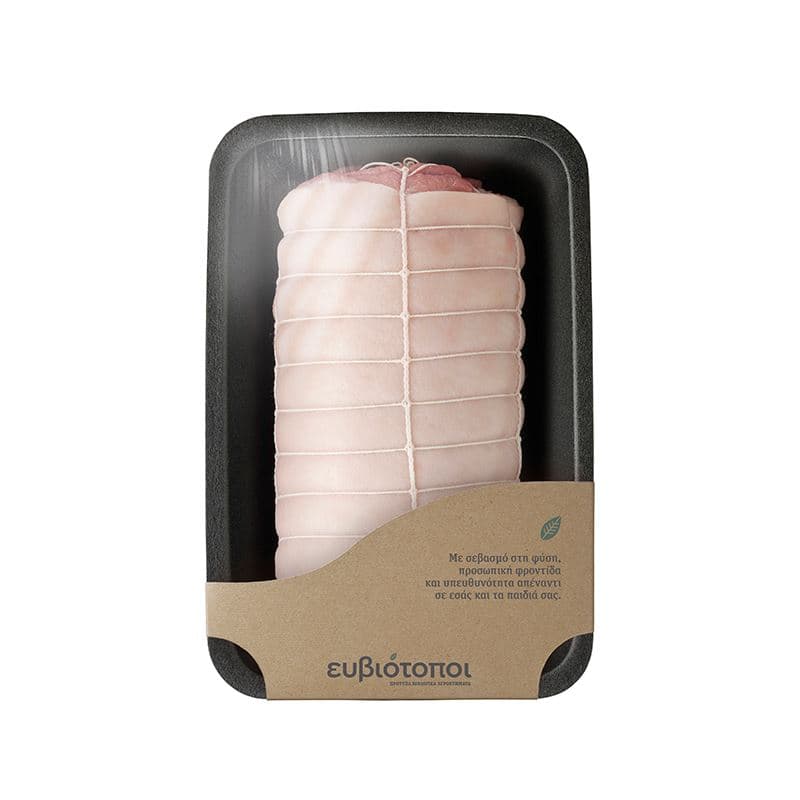 Ρολό χοιρινό με δέρμα σε δίχτυ